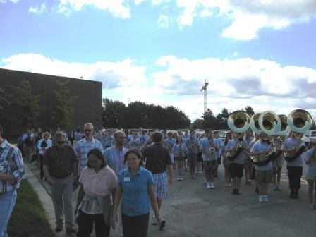 faculty and band reach their lunch area
